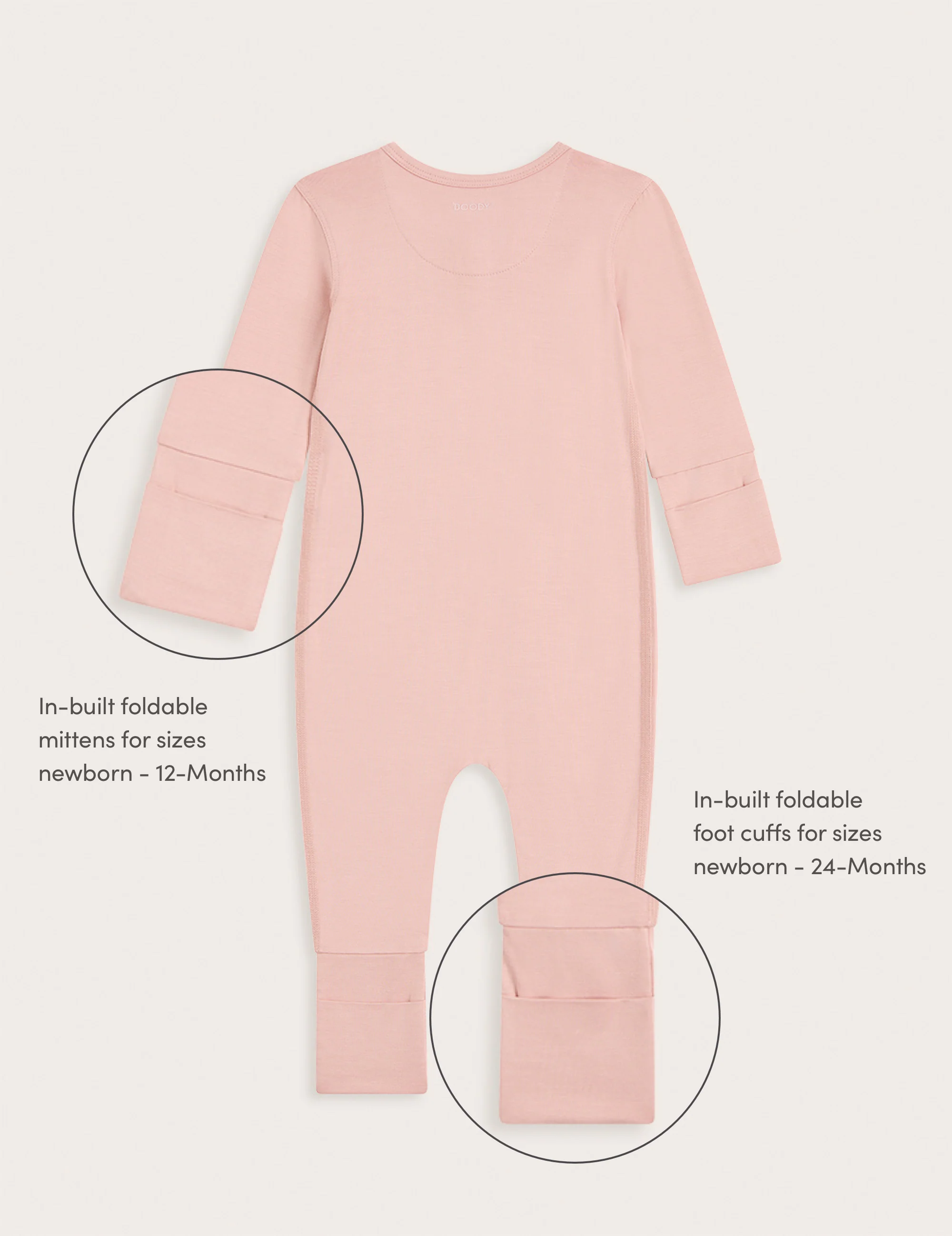 Baby Long Sleeve Romper - Dusty Pink - Image 5