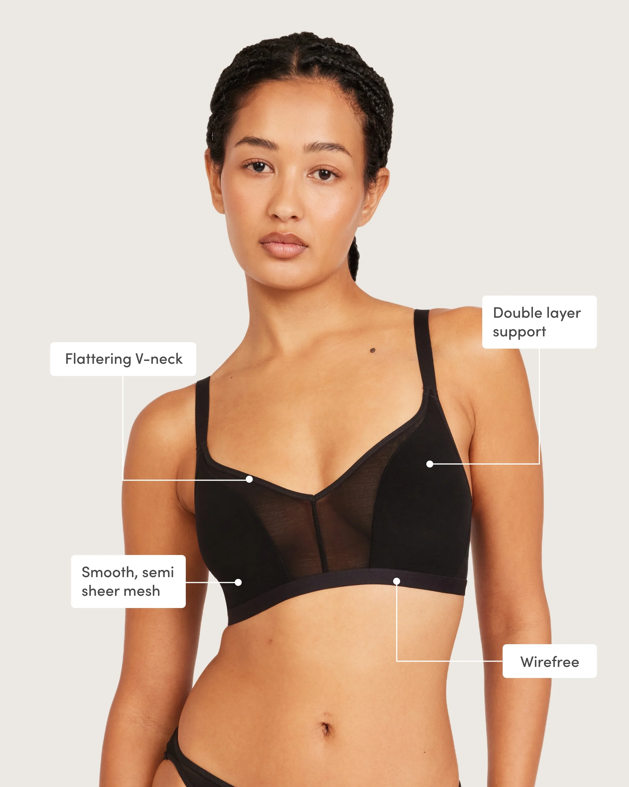 FreeMesh Crop Bralette - Black - Image 5