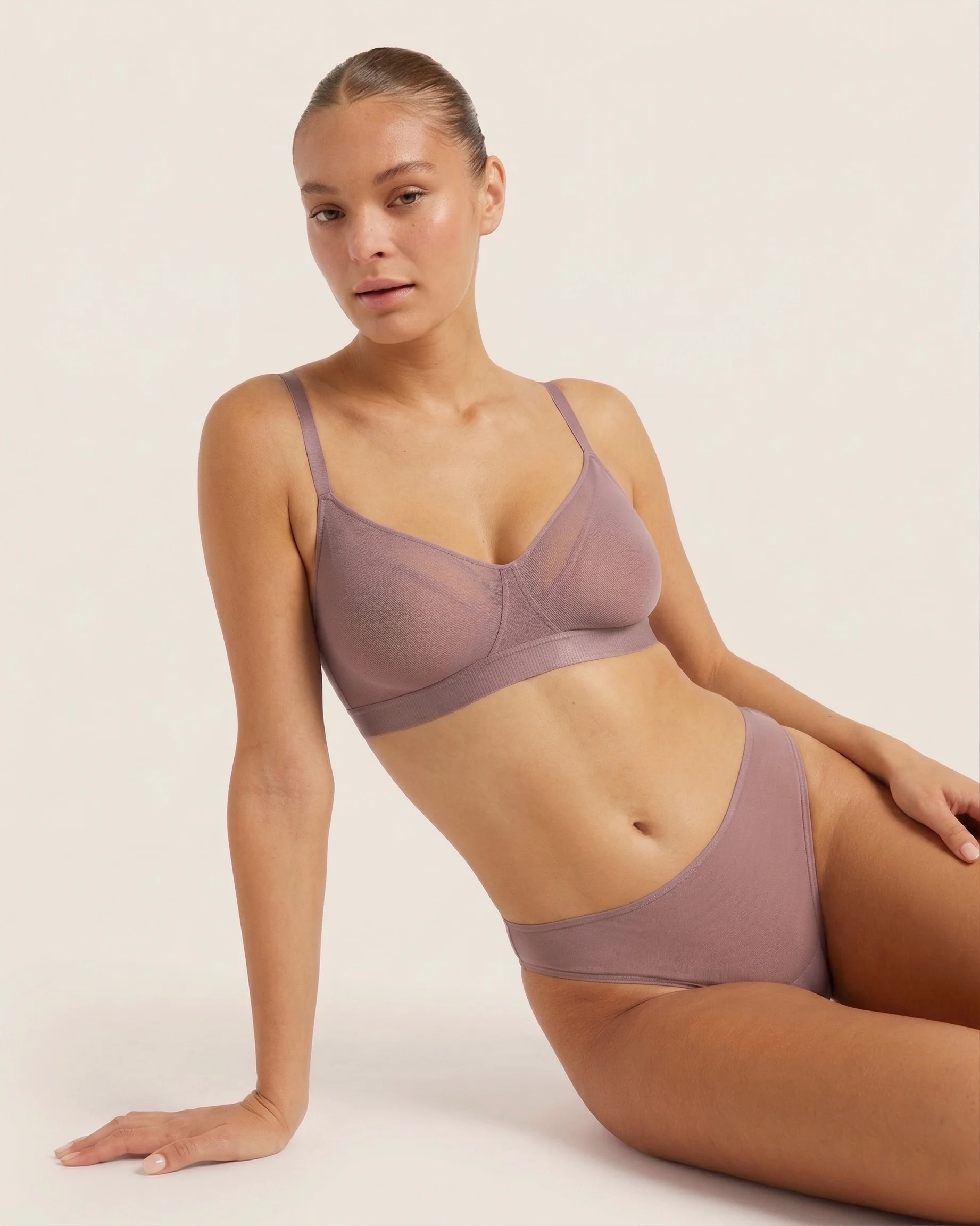FreeMesh Full Bust Wireless Bra - Mauve - Image 6