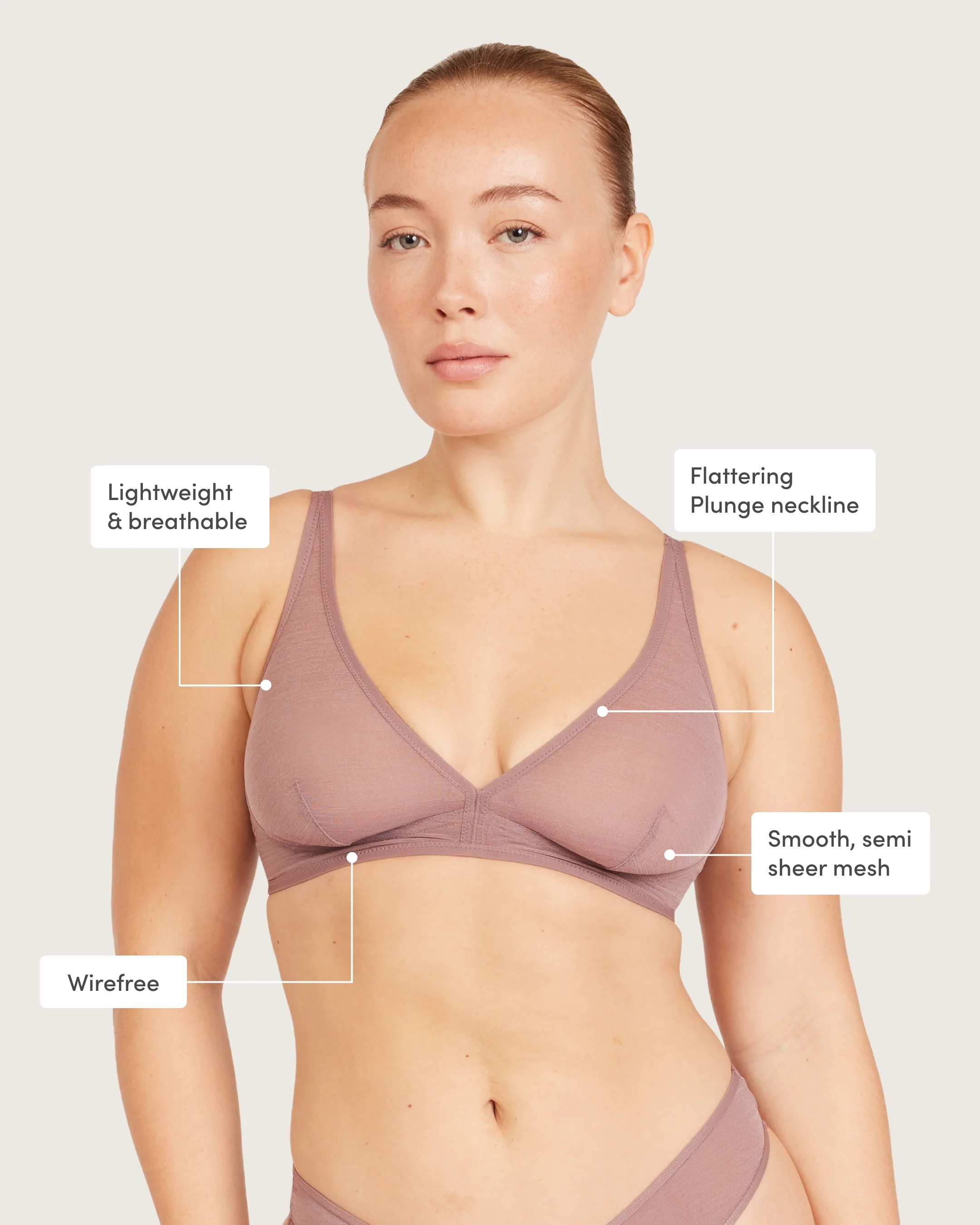 FreeMesh Plunge Bralette - Mauve - Image 11