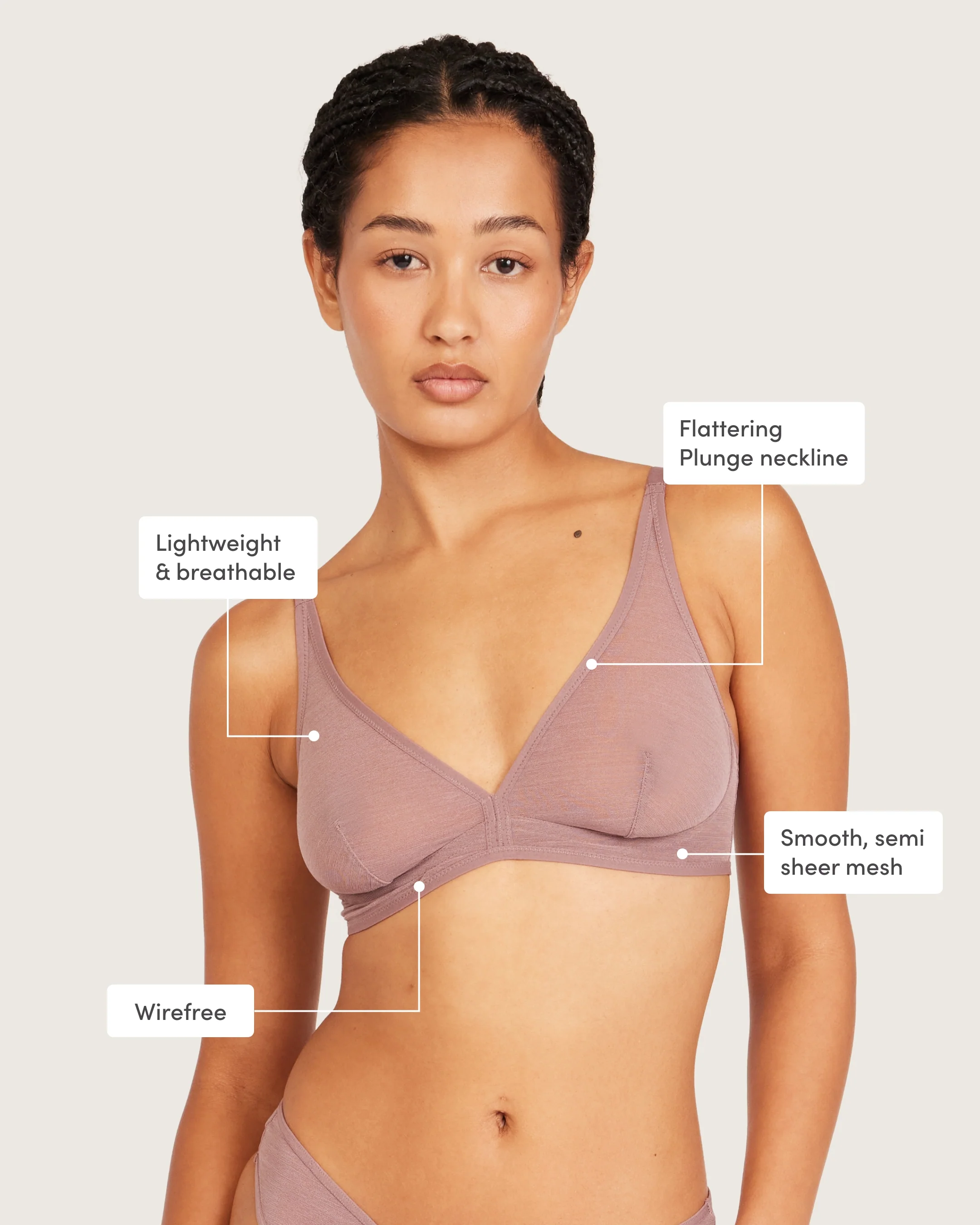 FreeMesh Plunge Bralette - Mauve - Image 5