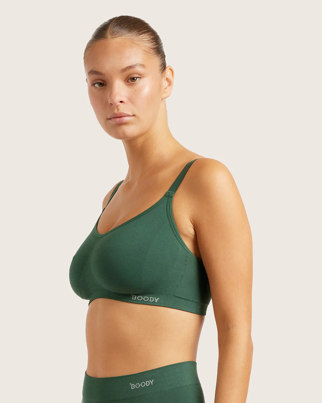 Full Bust Wireless Bra - Emerald Green - Image 3