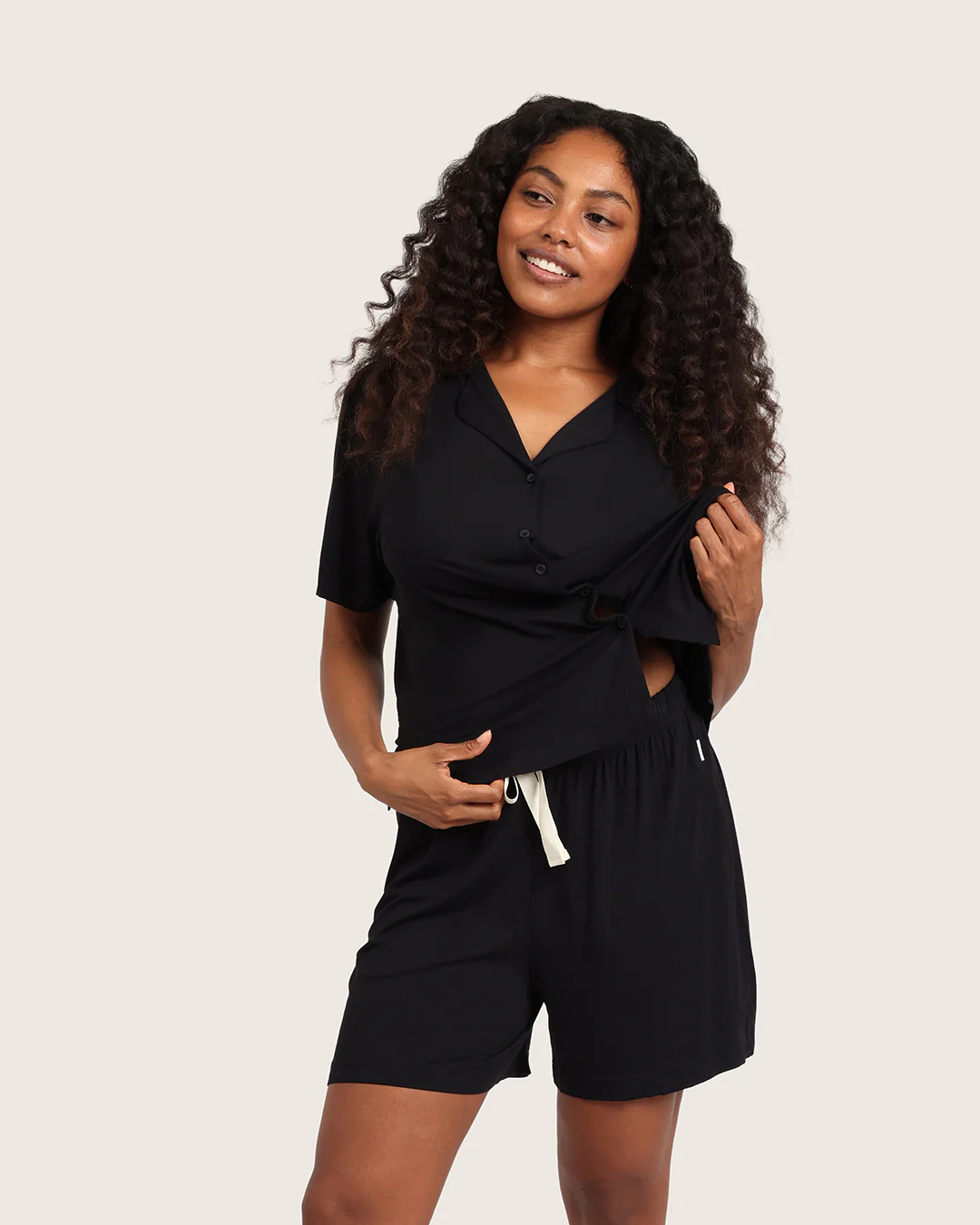 Goodnight Long Sleep Shorts - Black - Image 11