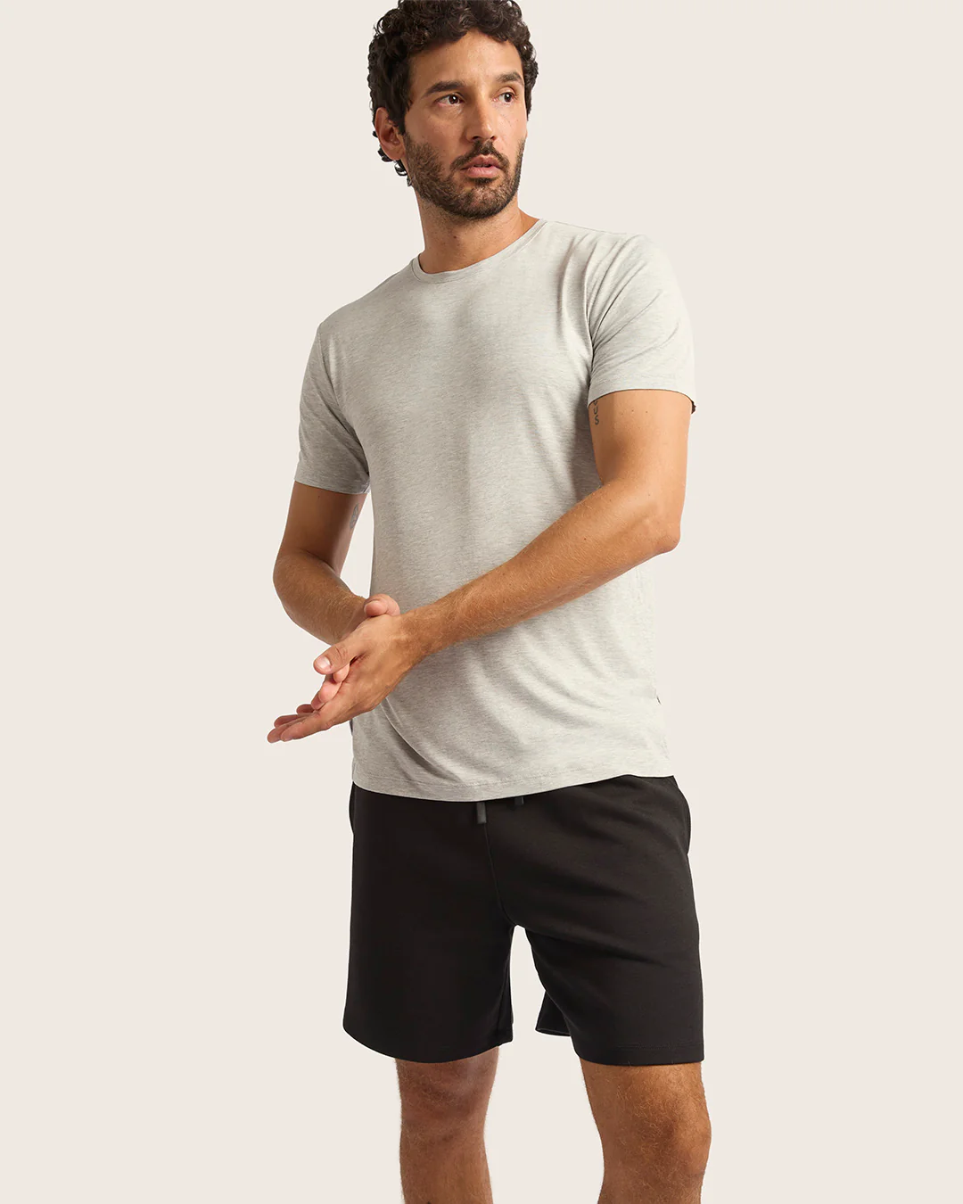 Men's Base Layer Crew Neck T-Shirt - Light Grey Marl - Image 10