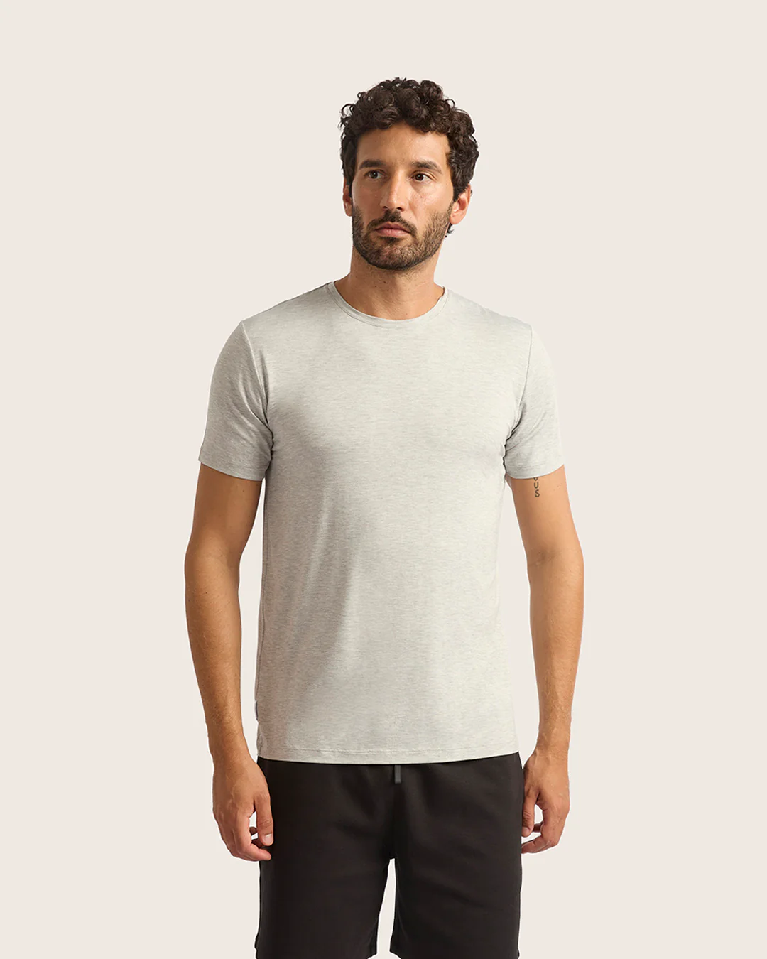Men's Base Layer Crew Neck T-Shirt - Light Grey Marl - Image 7