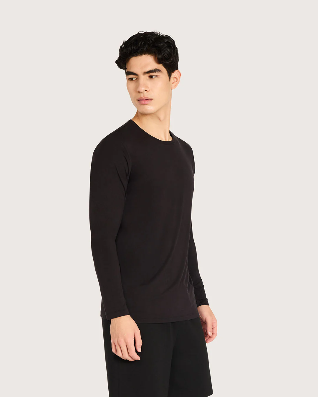 Men's Base Layer Long Sleeve Crew Neck T-Shirt - Black - Image 3