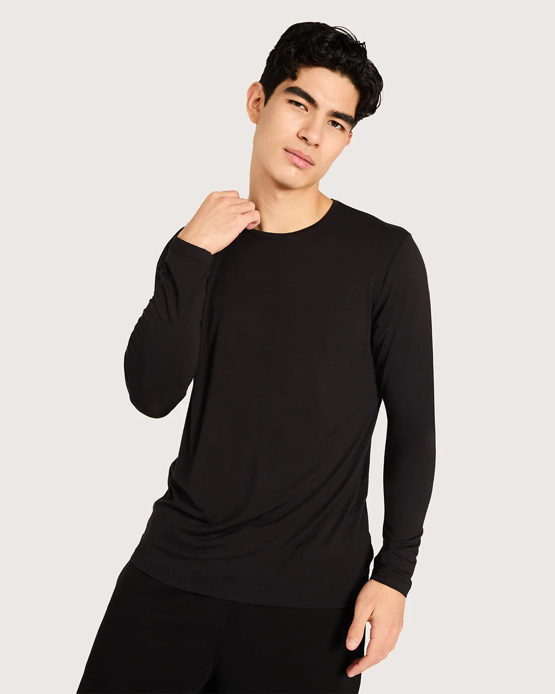Men's Base Layer Long Sleeve Crew Neck T-Shirt - Black - Image 5
