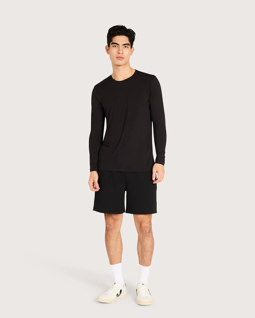 Men's Base Layer Long Sleeve Crew Neck T-Shirt - Black - Image 6