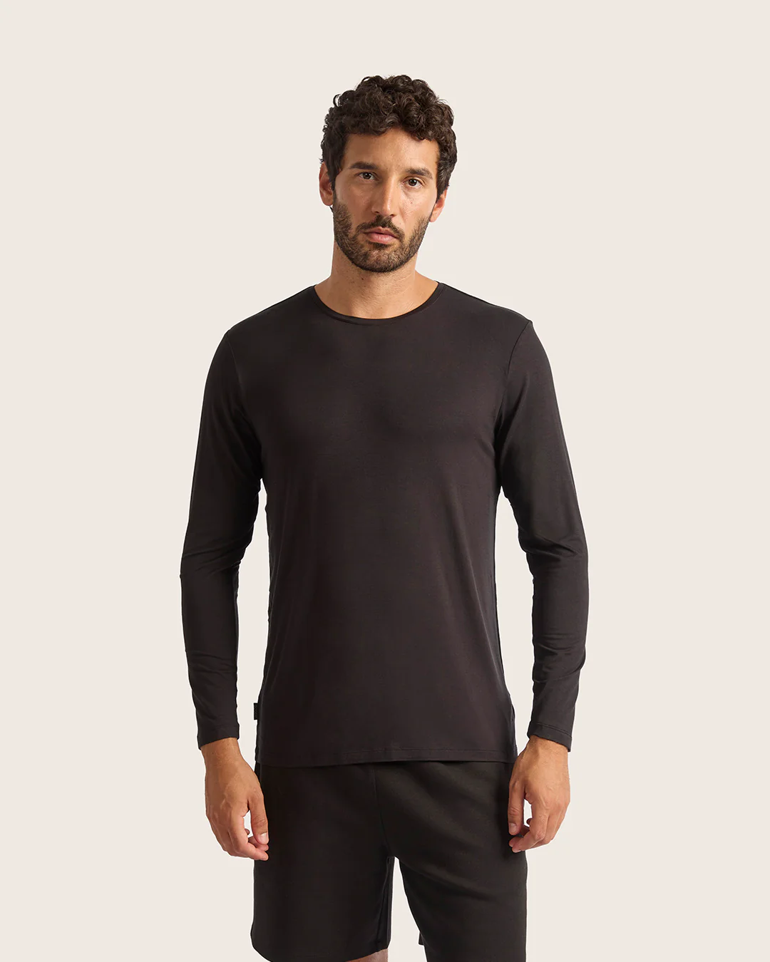 Men's Base Layer Long Sleeve Crew Neck T-Shirt - Black - Image 7