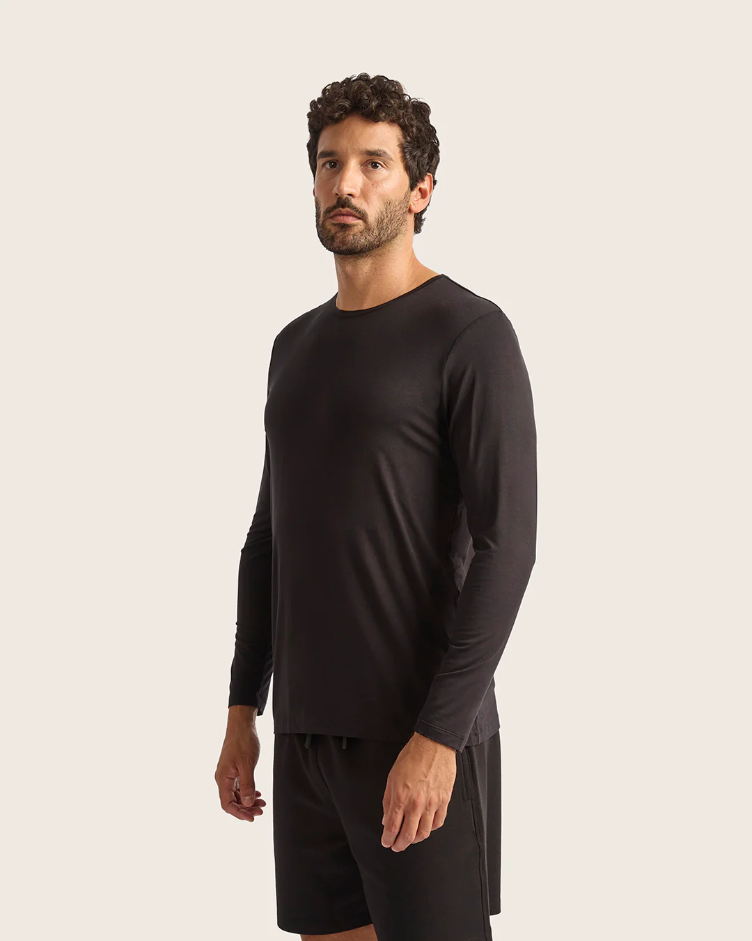 Men's Base Layer Long Sleeve Crew Neck T-Shirt - Black - Image 9