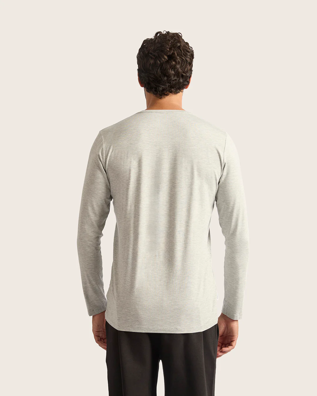 Men's Base Layer Long Sleeve Crew Neck T-Shirt - Light Grey Marl - Image 8