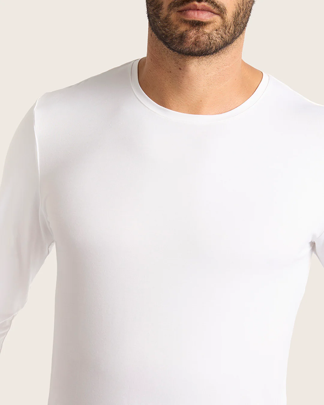 Men's Base Layer Long Sleeve Crew Neck T-Shirt - White - Image 10