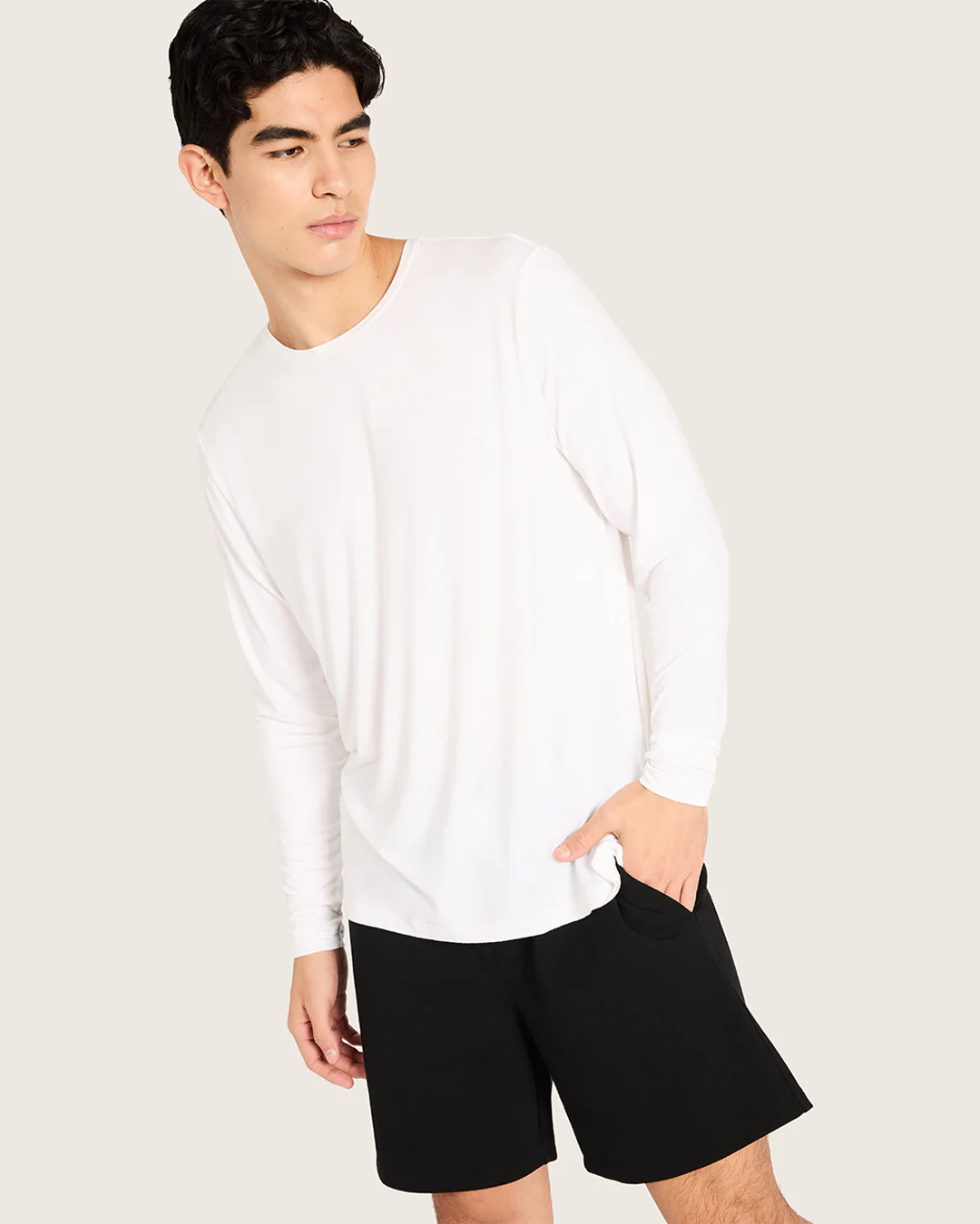Men's Base Layer Long Sleeve Crew Neck T-Shirt - White - Image 5