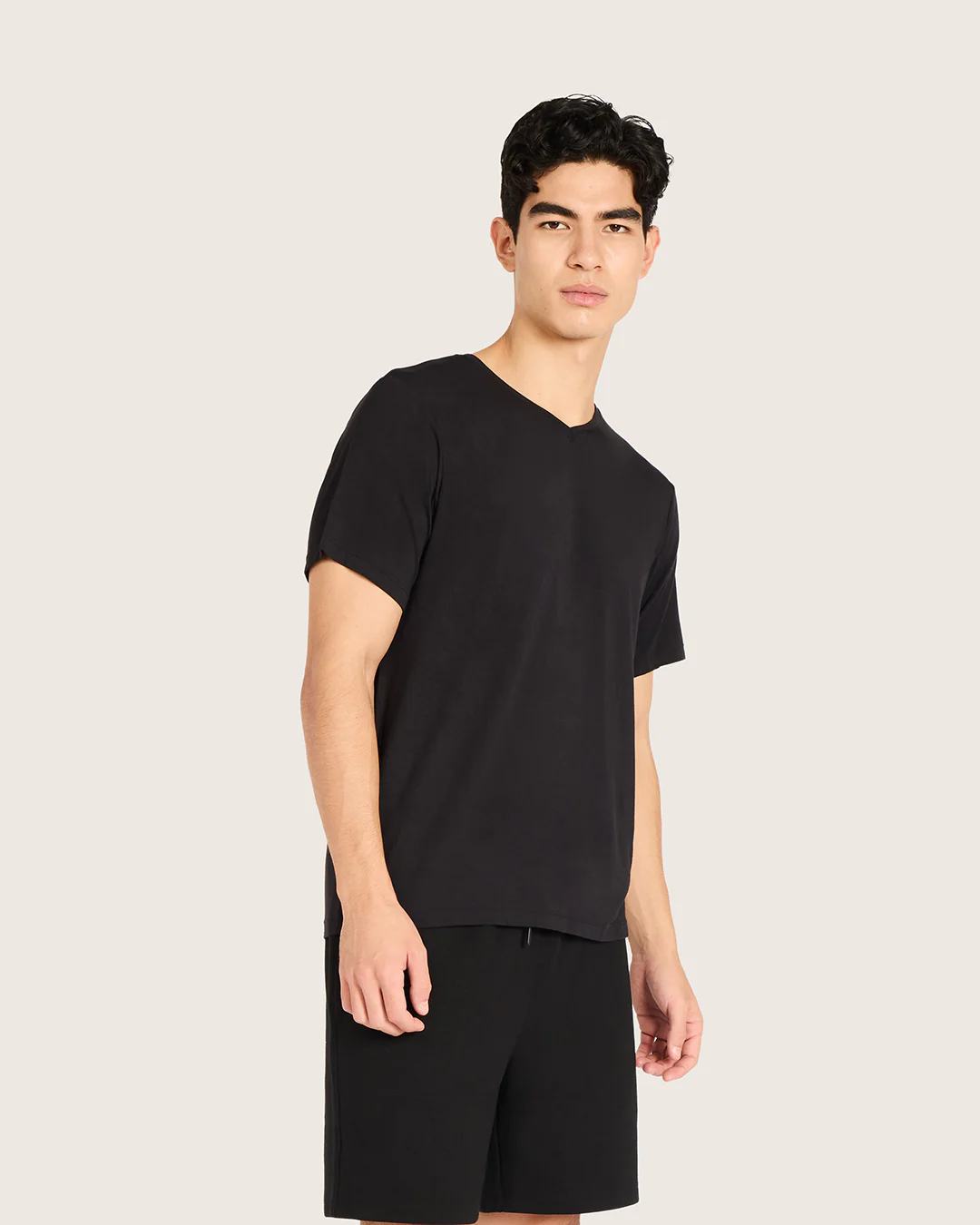 Men's Base Layer V-Neck T-Shirt - Black - Image 3