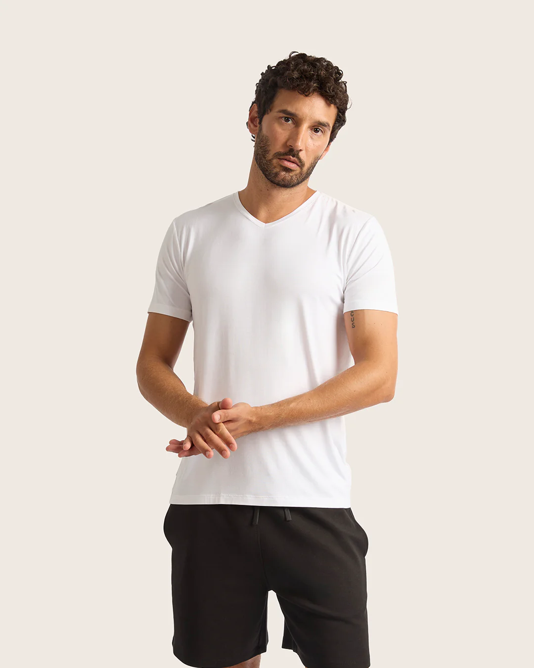 Men's Base Layer V-Neck T-Shirt - White - Image 7
