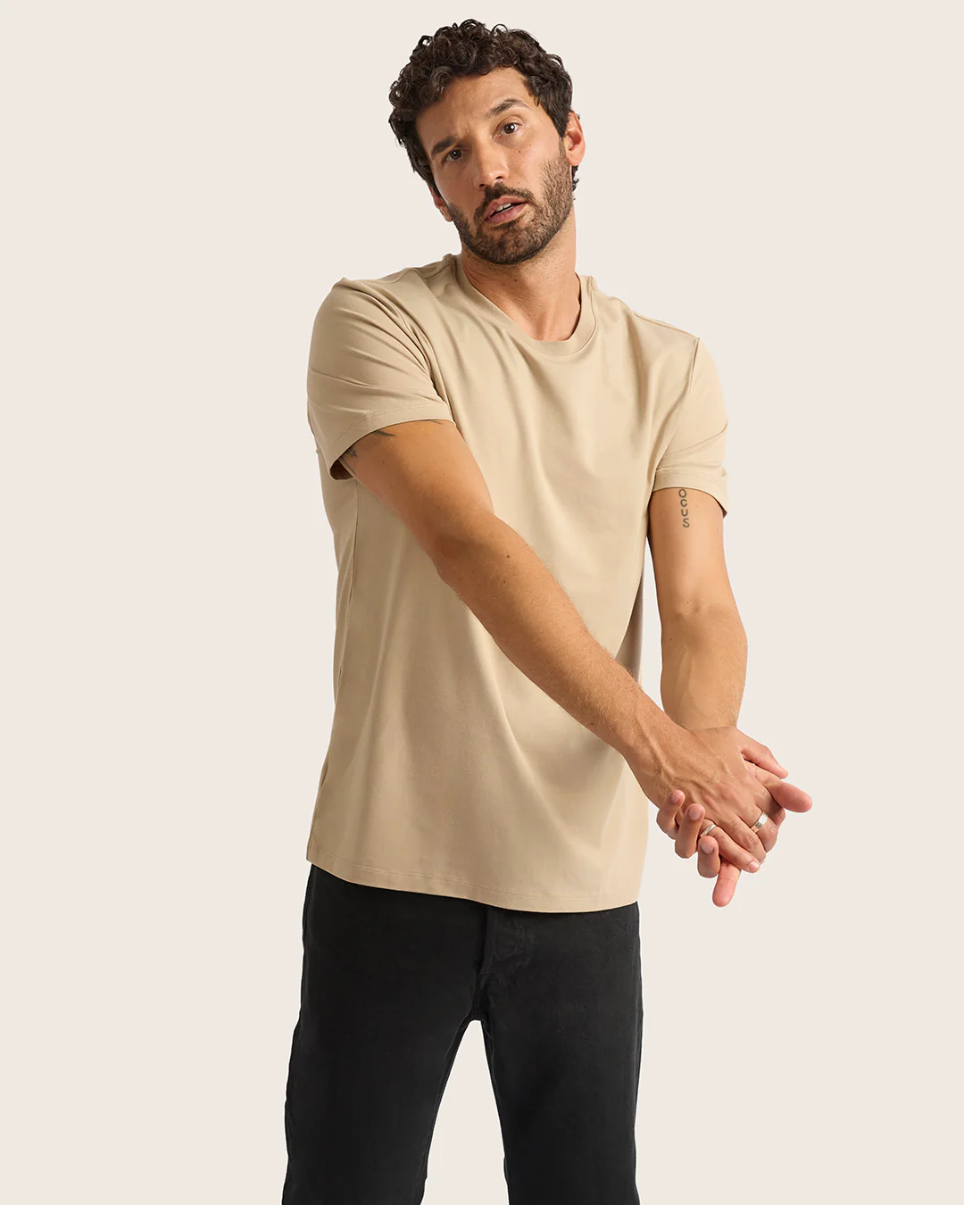 Men's Classic Crew Neck T-Shirt - Stone - Image 10