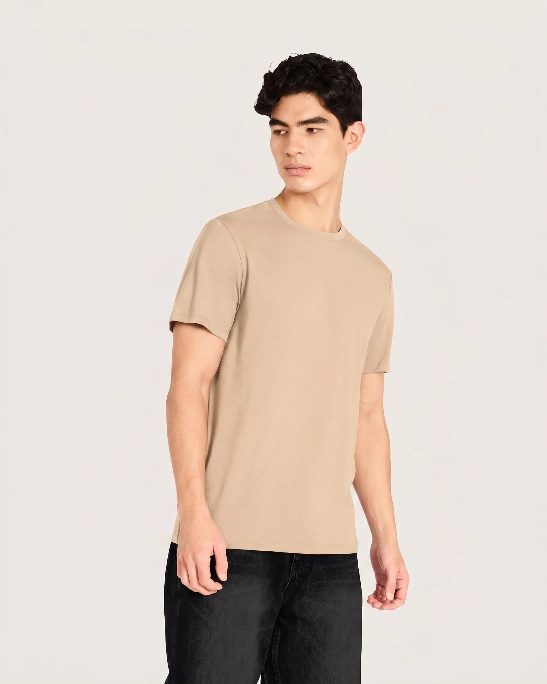 Men's Classic Crew Neck T-Shirt - Stone - Image 3