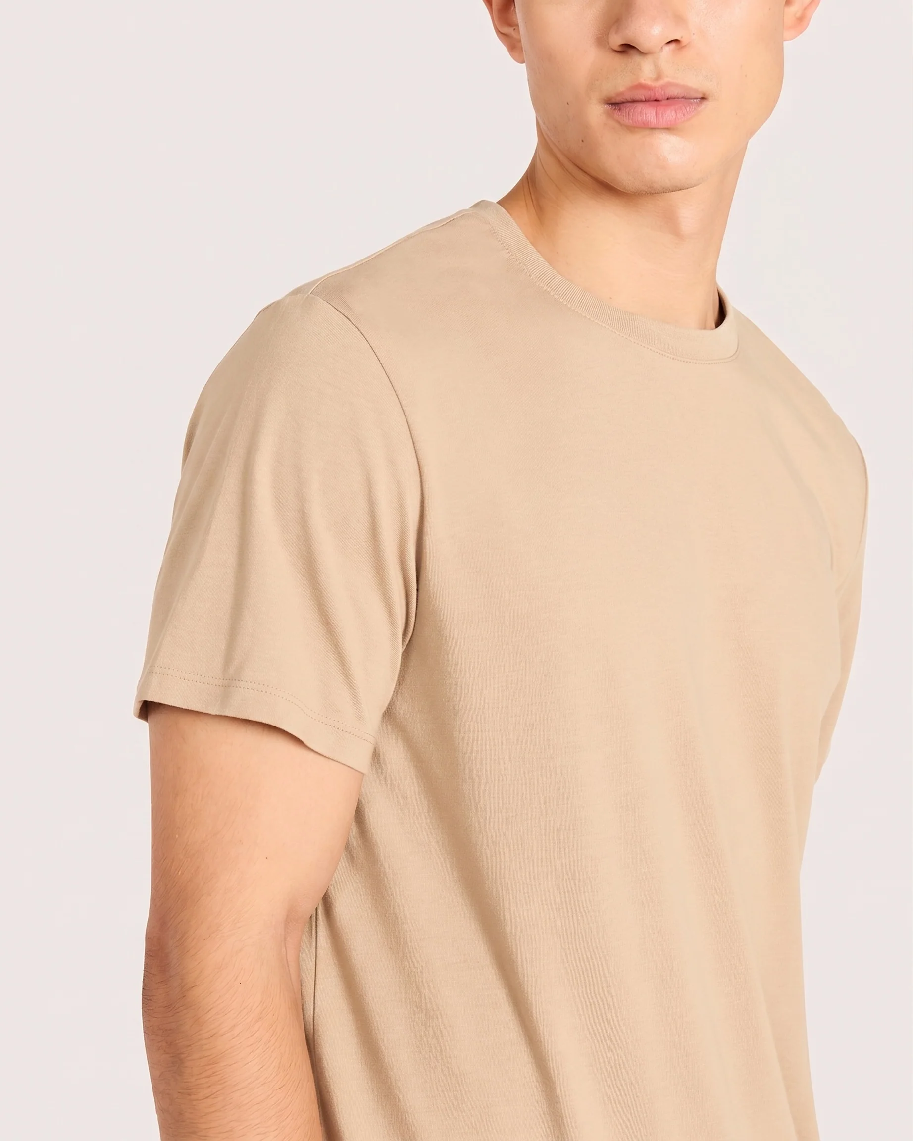 Men's Classic Crew Neck T-Shirt - Stone - Image 4