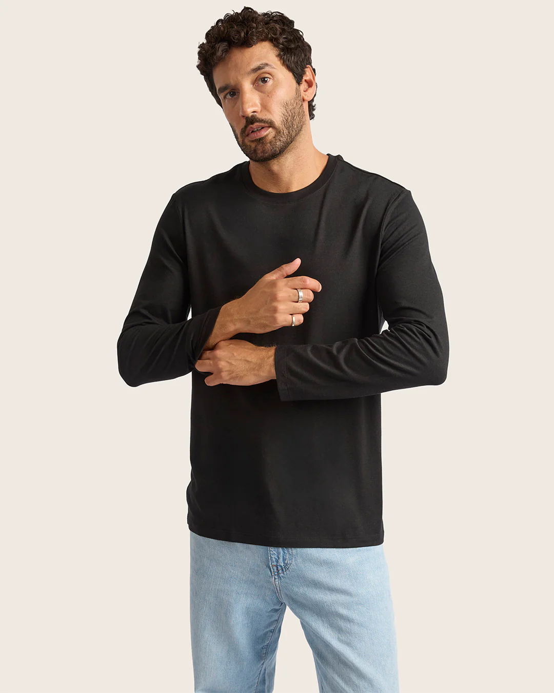 Men's Classic Long Sleeve T-Shirt - Black - Image 11