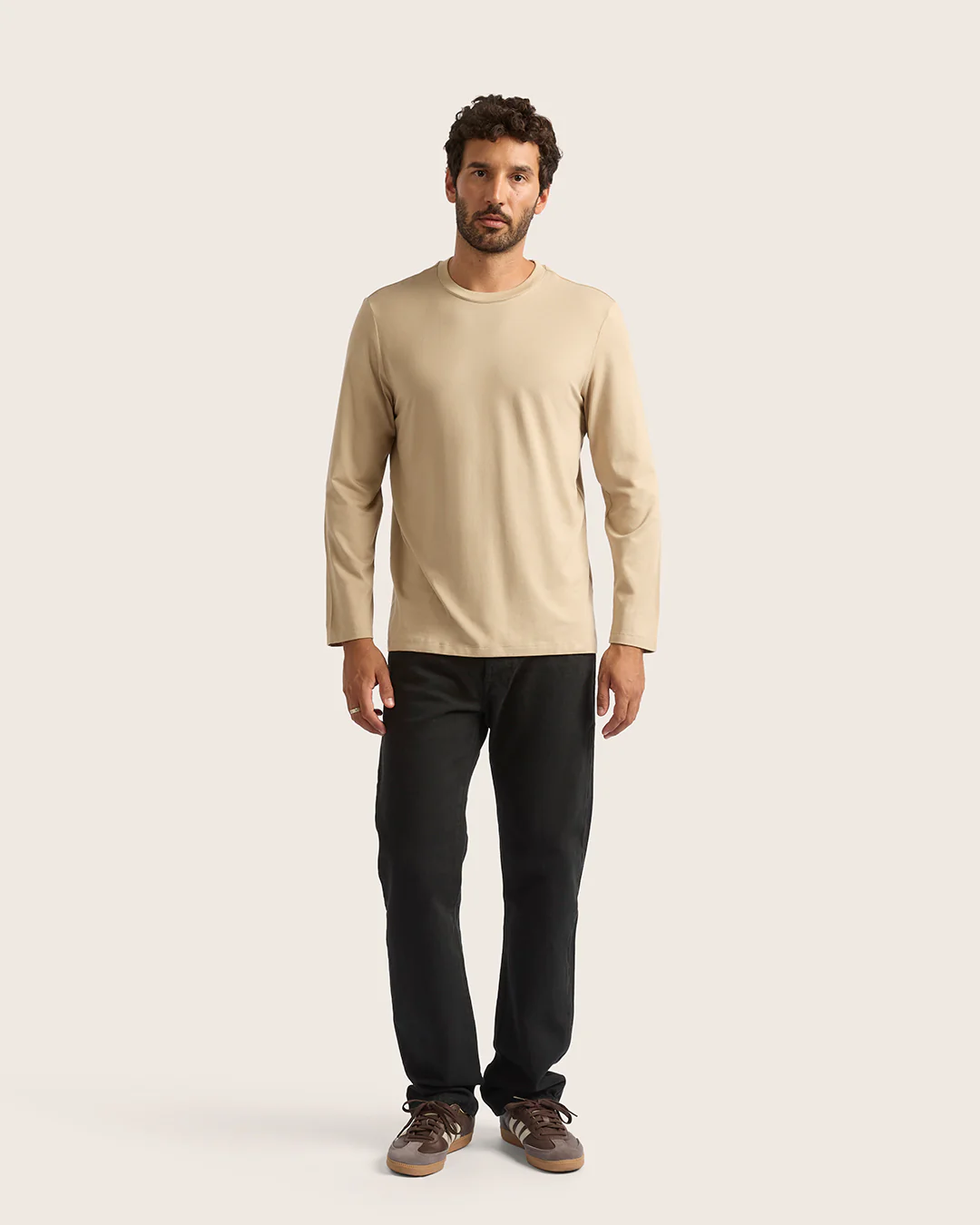 Men's Classic Long Sleeve T-Shirt - Stone - Image 12
