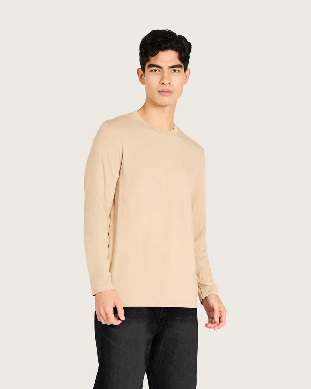 Men's Classic Long Sleeve T-Shirt - Stone - Image 3