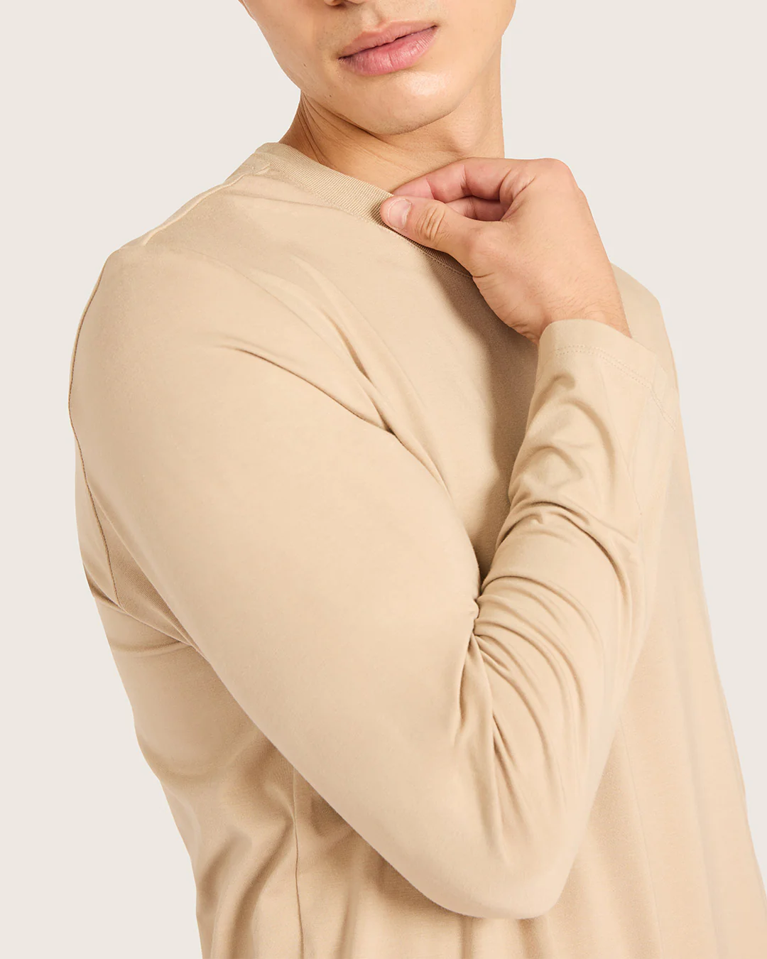 Men's Classic Long Sleeve T-Shirt - Stone - Image 4
