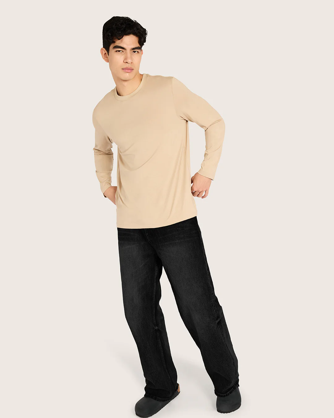 Men's Classic Long Sleeve T-Shirt - Stone - Image 5