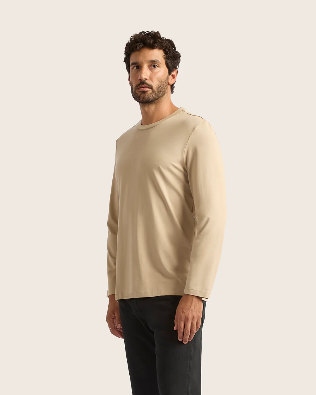 Men's Classic Long Sleeve T-Shirt - Stone - Image 9