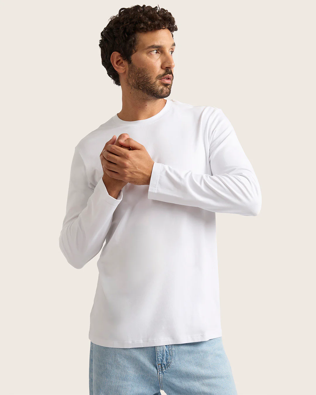 Men's Classic Long Sleeve T-Shirt - White - Image 11
