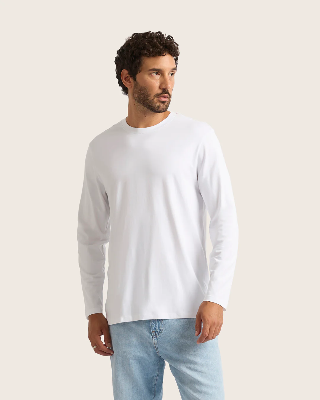 Men's Classic Long Sleeve T-Shirt - White - Image 7