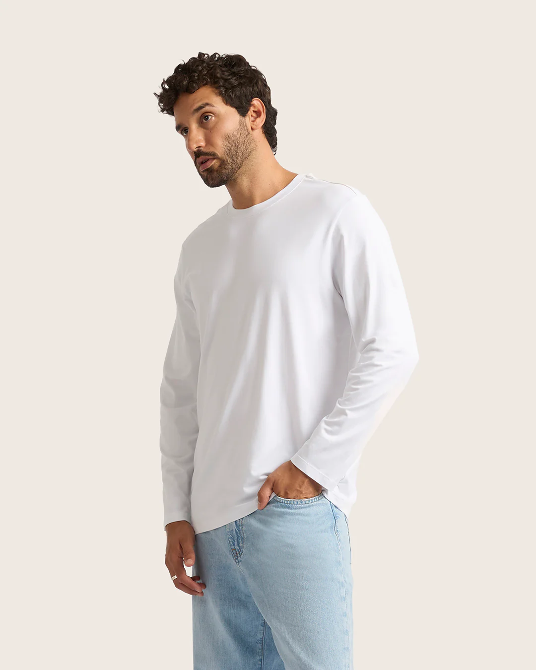 Men's Classic Long Sleeve T-Shirt - White - Image 9