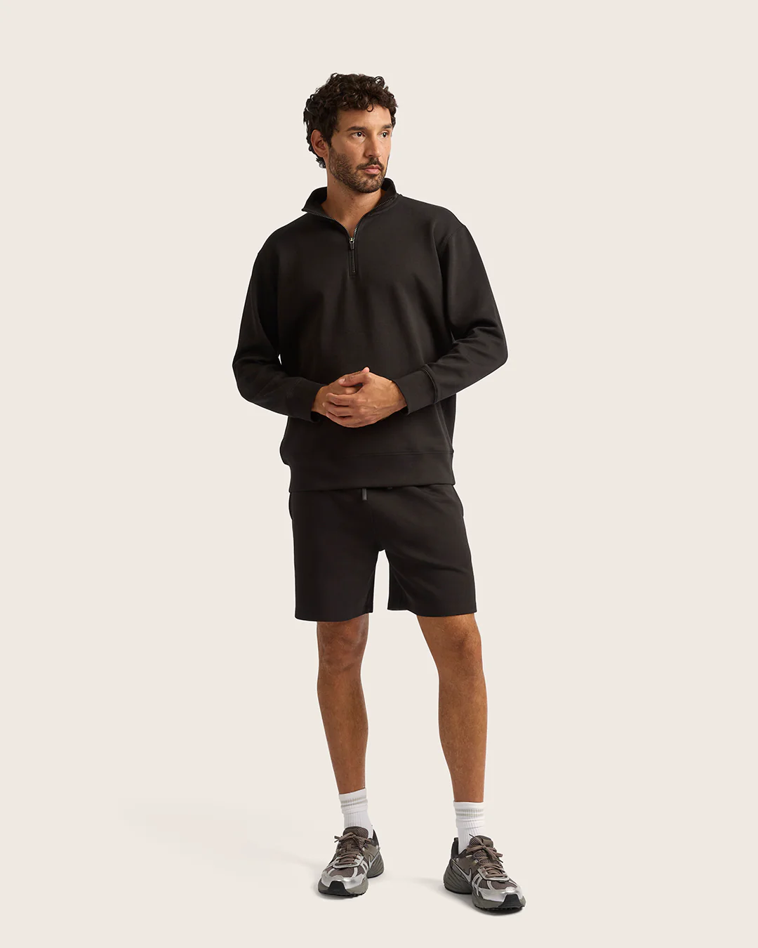 Men's Quarter Zip Sweater - Black - Image 12