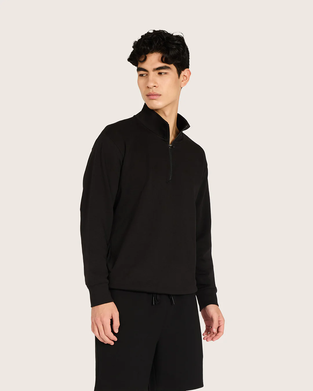 Men's Quarter Zip Sweater - Black - Image 3