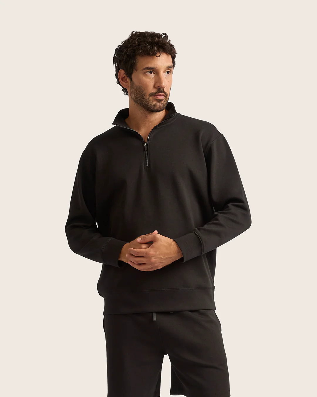 Men's Quarter Zip Sweater - Black - Image 7