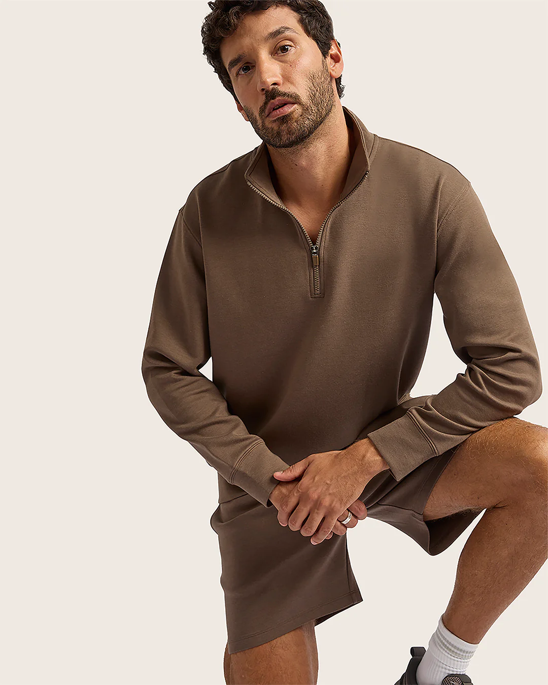 Men's Quarter Zip Sweater - Oyster - Image 11
