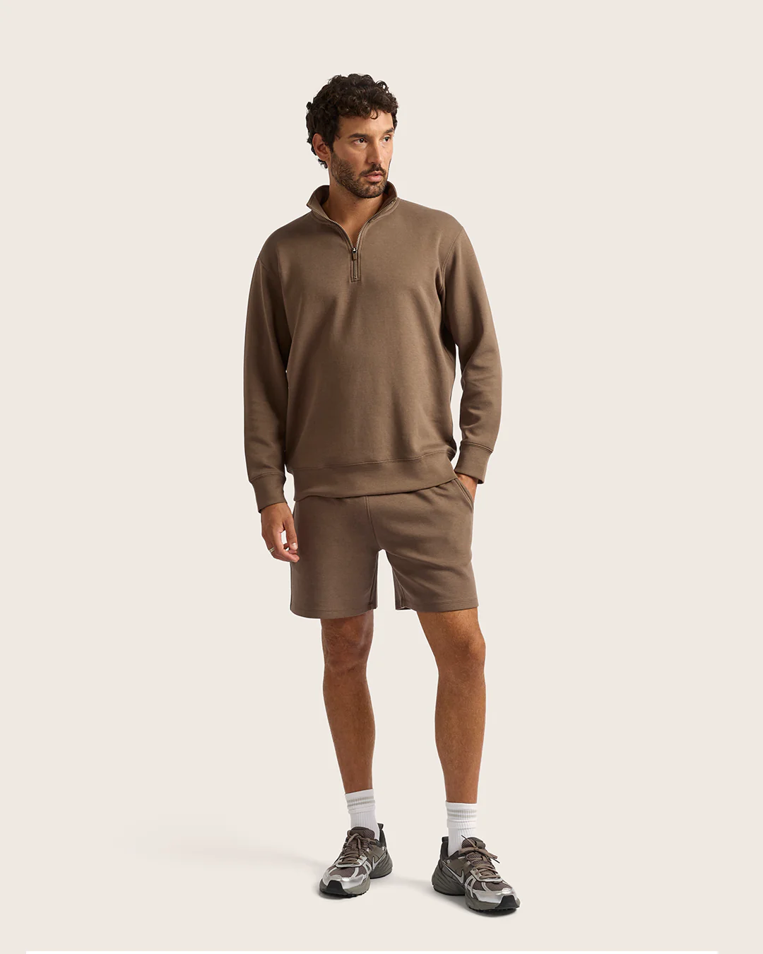 Men's Quarter Zip Sweater - Oyster - Image 12
