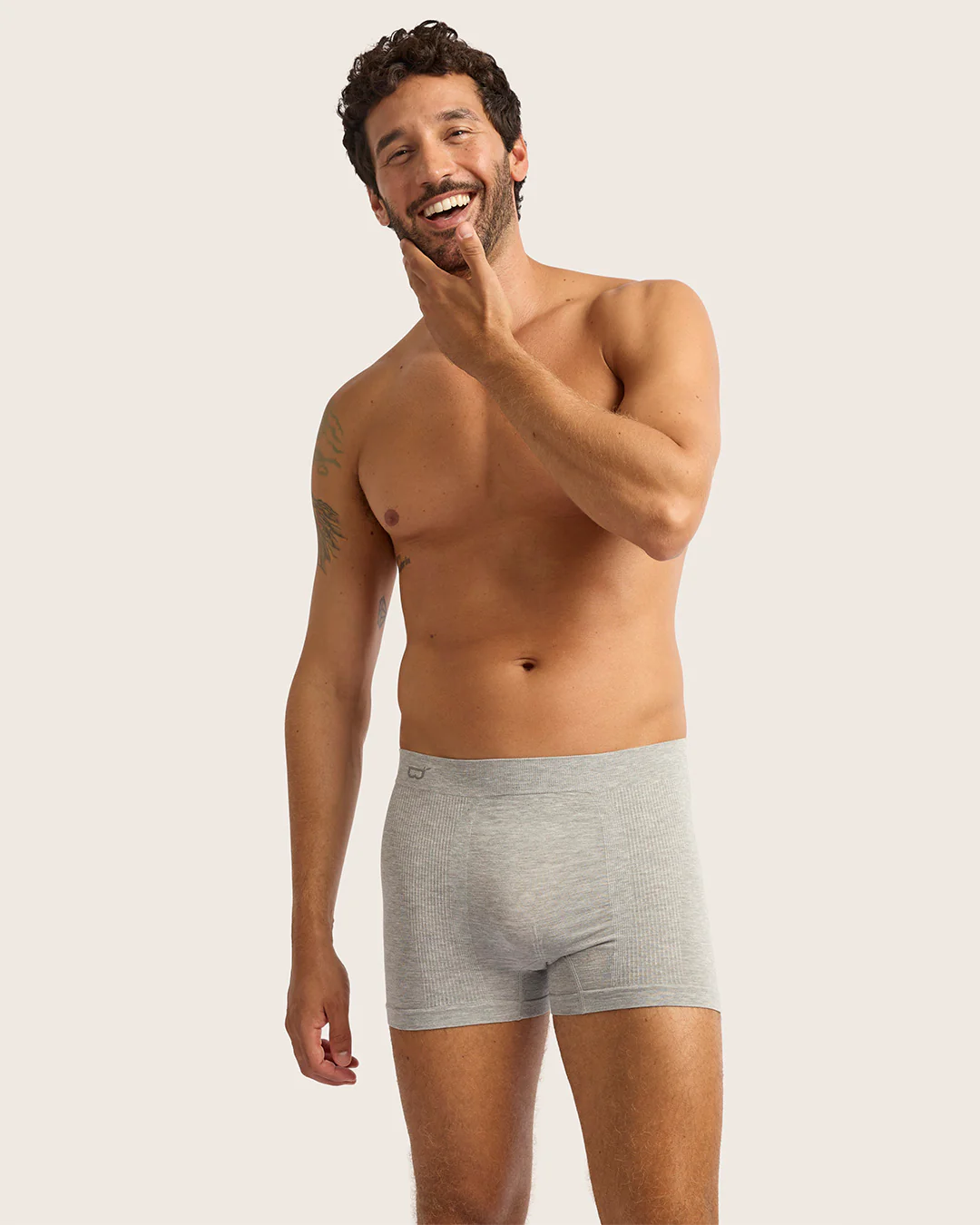 Men's Seamfree Boxer Briefs - Light Grey Marl - Image 10