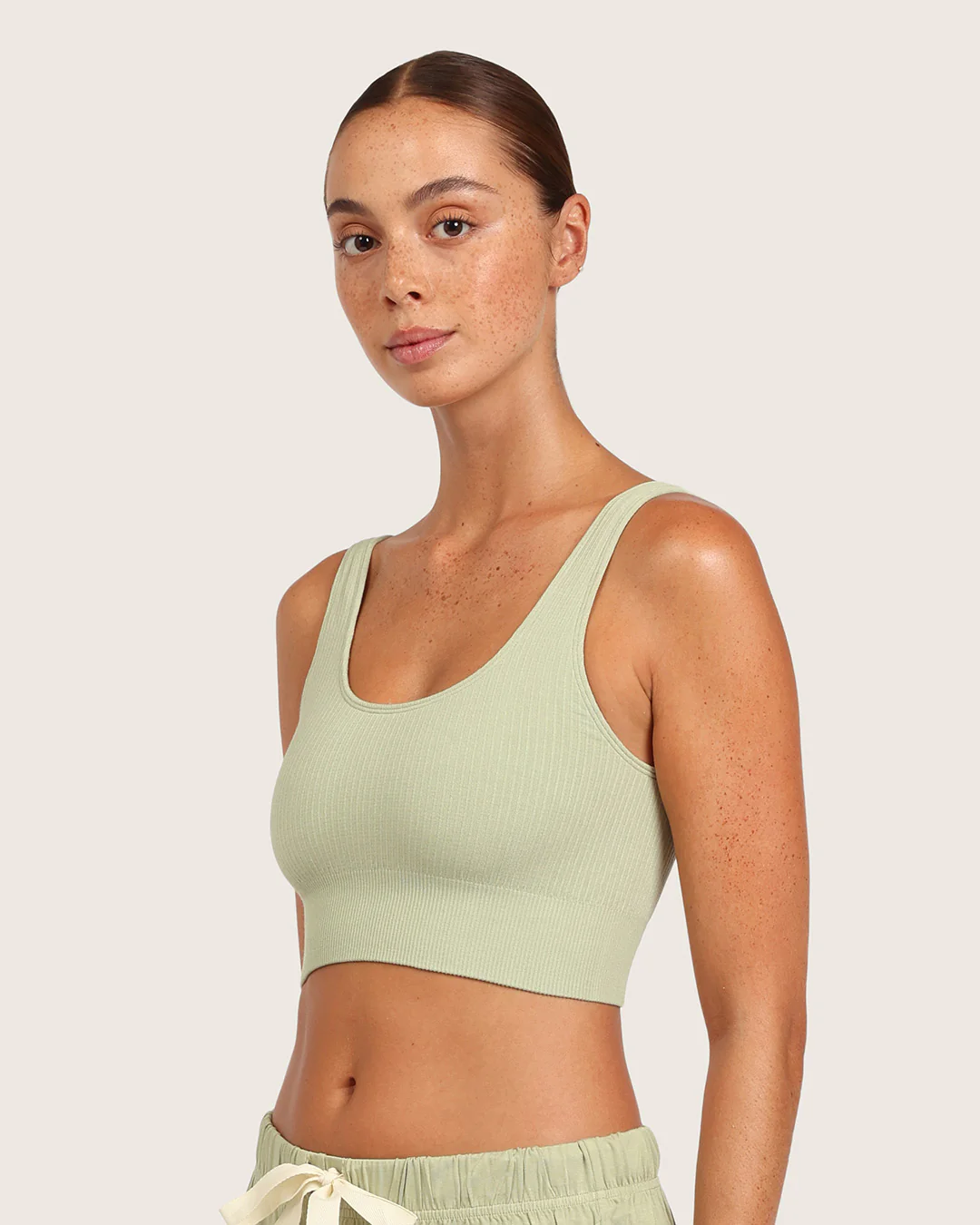 Ribbed Seamfree Crop - Sage - Image 3