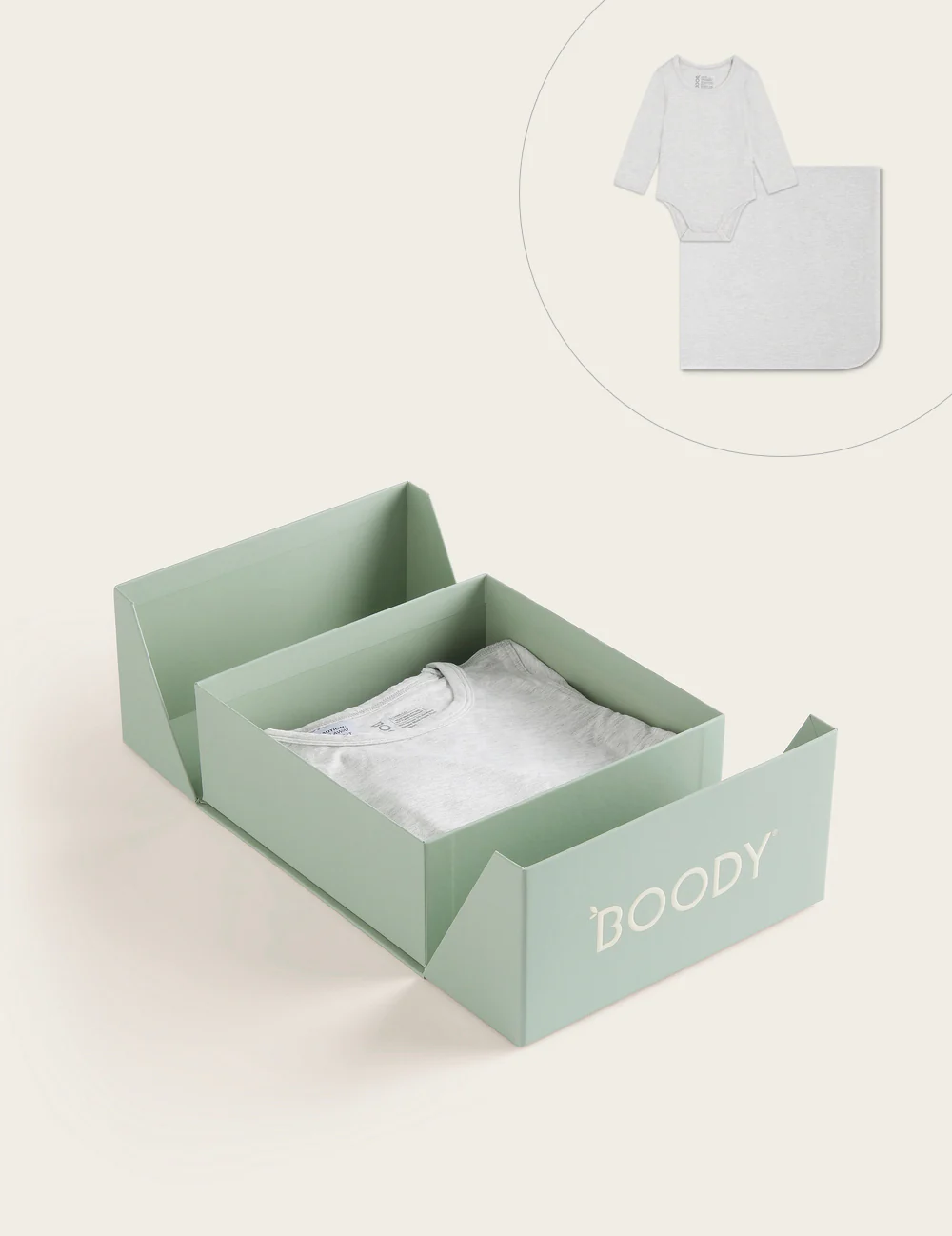 Set Giftbox - Baby Long Sleeve Bodysuit & Jersey Wrap - Natural White - Image 8