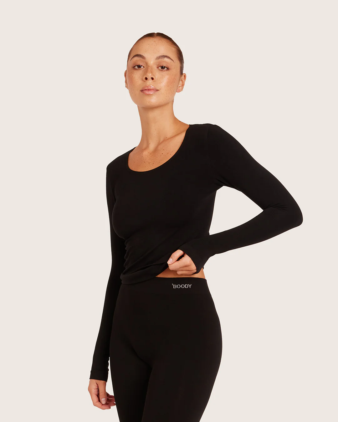 Women's Base Layer Long Sleeve Top - Black - Image 2