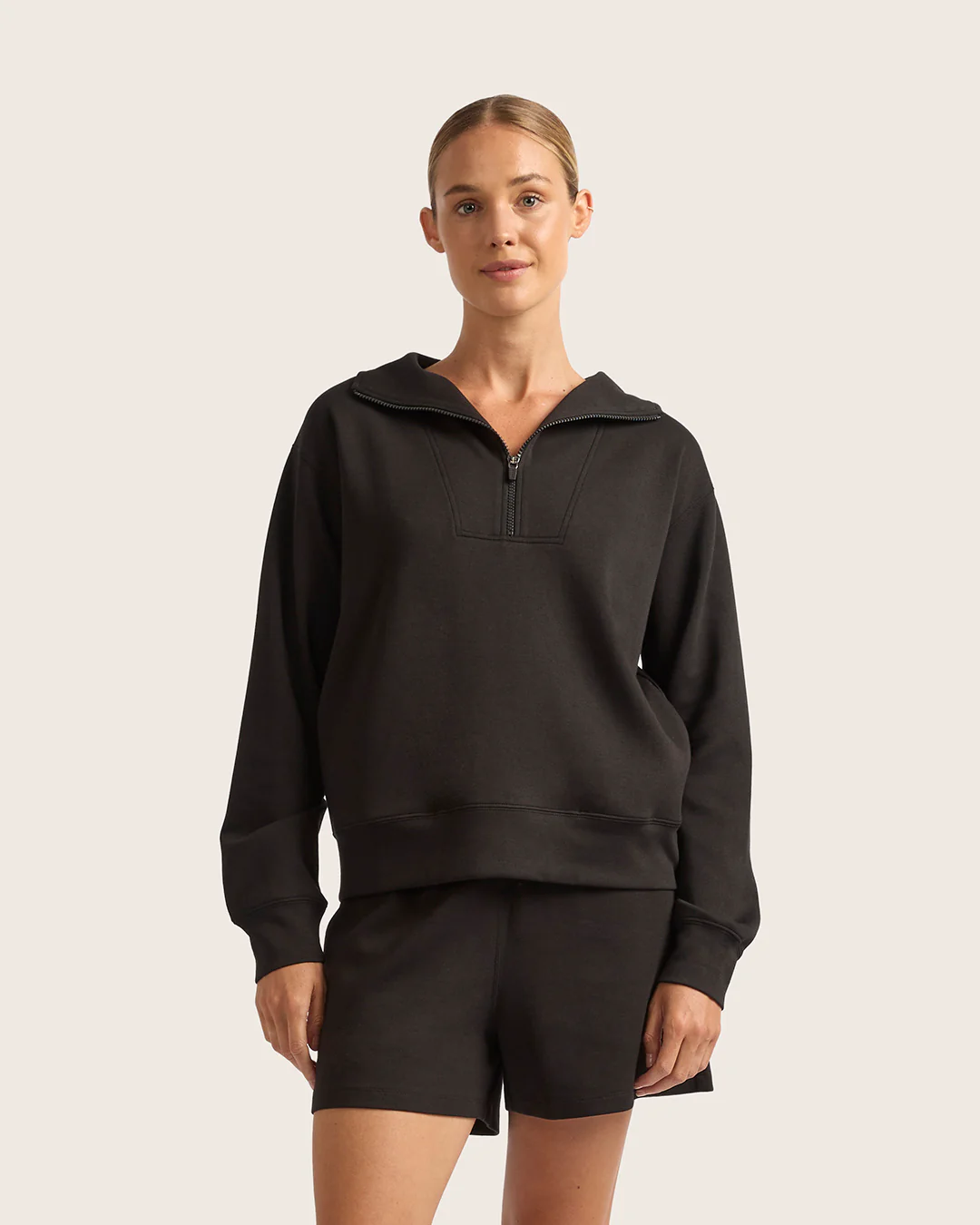 Women's Quarter Zip Sweater - Black - Image 2