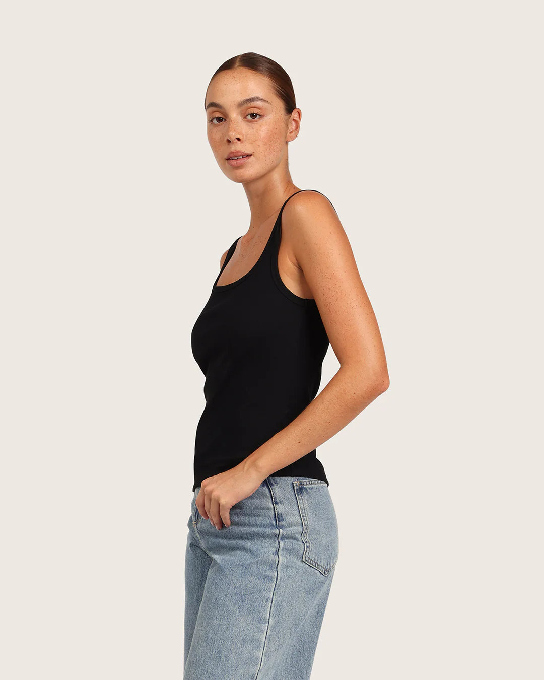 Women's Ribbed Tank Top - Black - Image 2